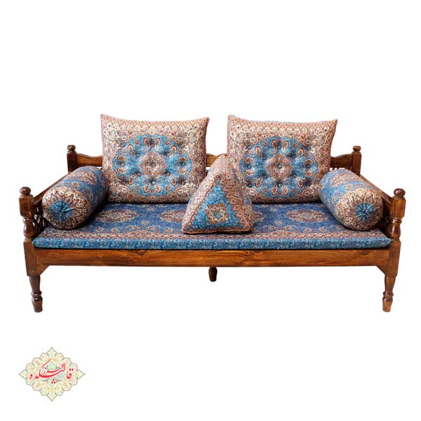 تخت سنتی چوبی گره چین اصفهان + ست پشتی سنتی